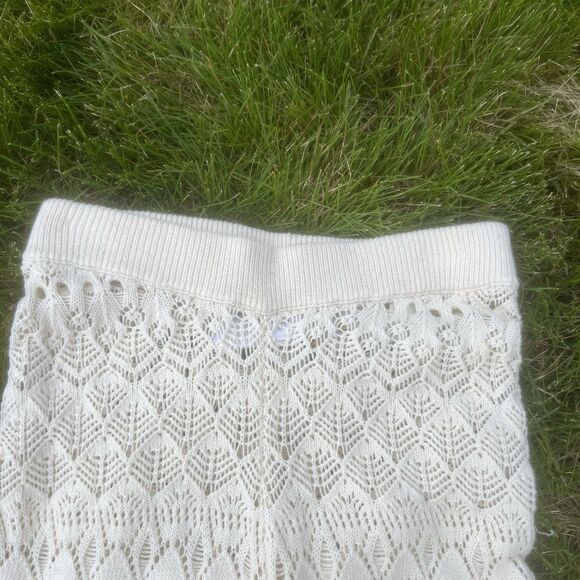 House of Harlow Cream Crochet Pant Elastic Boho Chic Beach Wide Leg NWT Medium - Picture 6 of 9